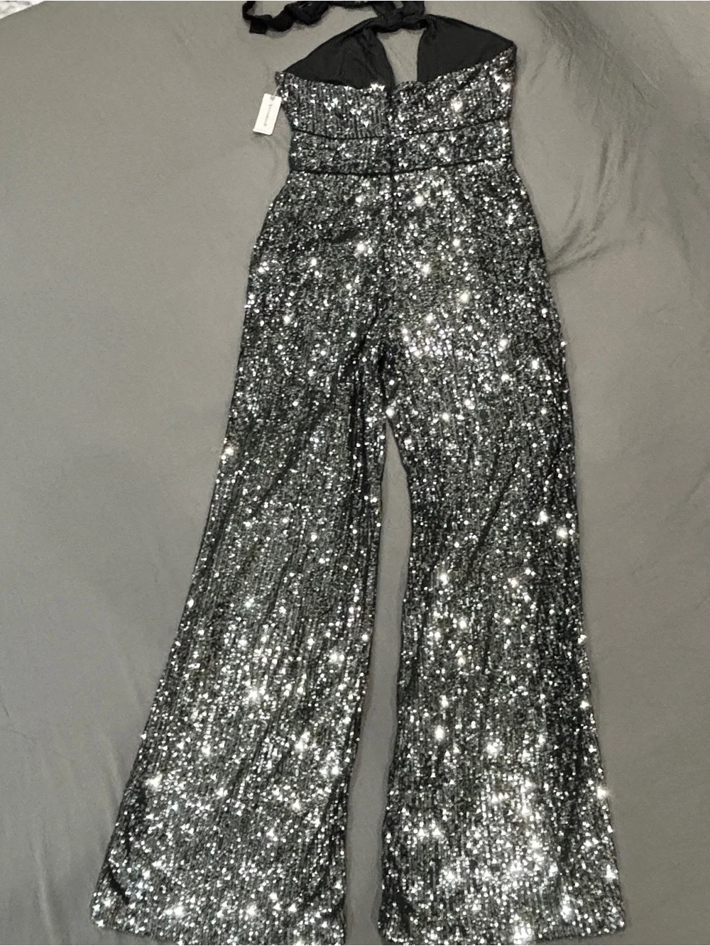 Anthropologie Women’s Sequin Halter Wide-Leg Jumpsuit - Picture 3 of 7